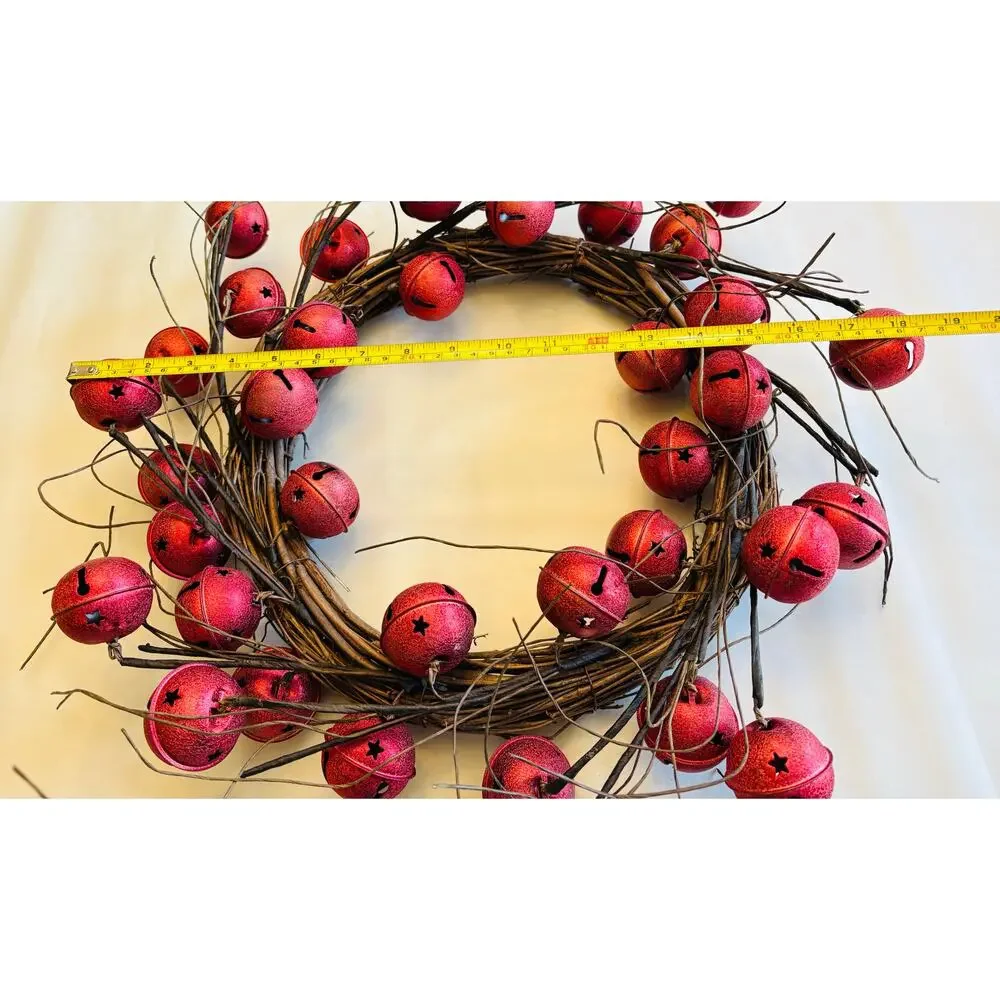 Red Metal jingle bell Christmas wreath